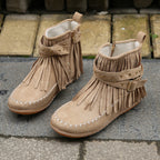 Damen Mokassinstiefel mit modischem Fransen-Design und eleganten Akzenten R&B
