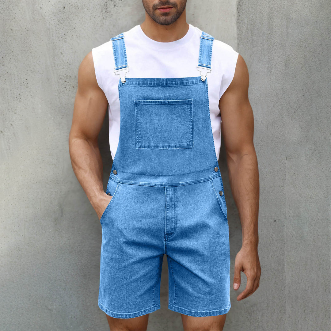 Herren Lässige Denim-Latzhose R&B