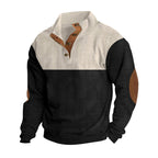 Herren nan Troyer Strickpullover mit Rippstruktur und Ellenbogen-Patches R&B