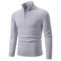 Herren Strickpullover mit halbem Reißverschluss und strukturiertem Zopfmuster