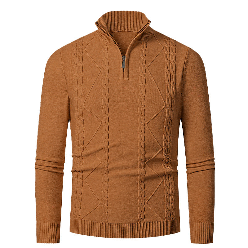 Herren Strickpullover mit Halb-Zip und strukturiertem Muster R&B