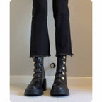 Damen Modische Ankle Boots mit dekorativen Knöpfen R&B