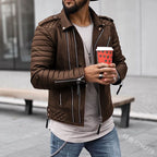 Herren Bikerjacke mit Steppungen und Reißverschlüssen R&B
