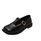 Damen elegante T-Strap Ballerinas mit modischer Schnallenverzierung R&B