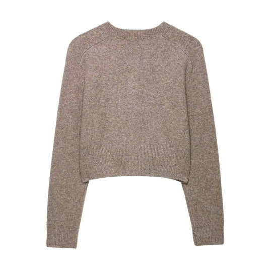 Damen cropped Strickjacke mit Knopfverschluss R&B