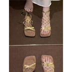 Damen elegante Riemchen-Sandalen mit funkelnden Kristallverzierungen R&B