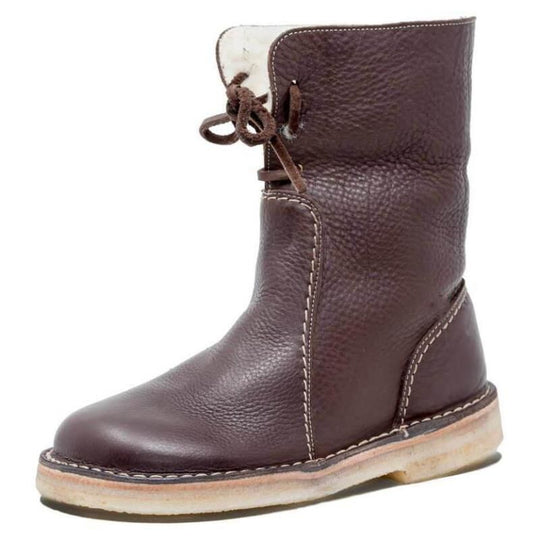 Damen Lederstiefel mit komfortablem Innenfutter und modischem Riemen R&B