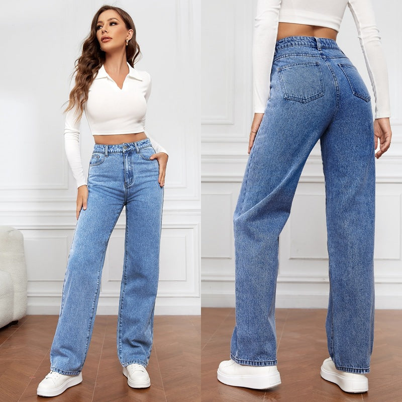 Damen Weit geschnittene Jeans mit hohem Bund und stylischem Schnitt R&B