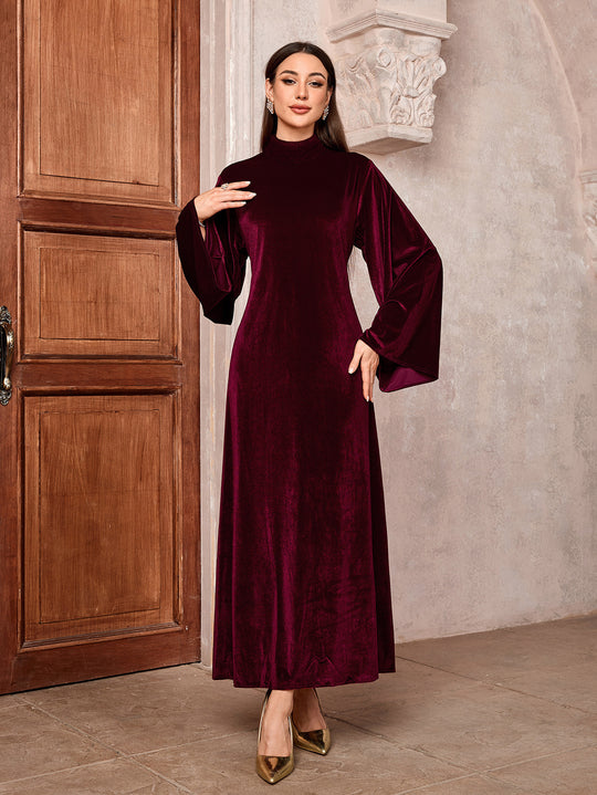 Damen Elegantes Maxikleid mit weitem Kragen und extravaganten Ärmeln R&B