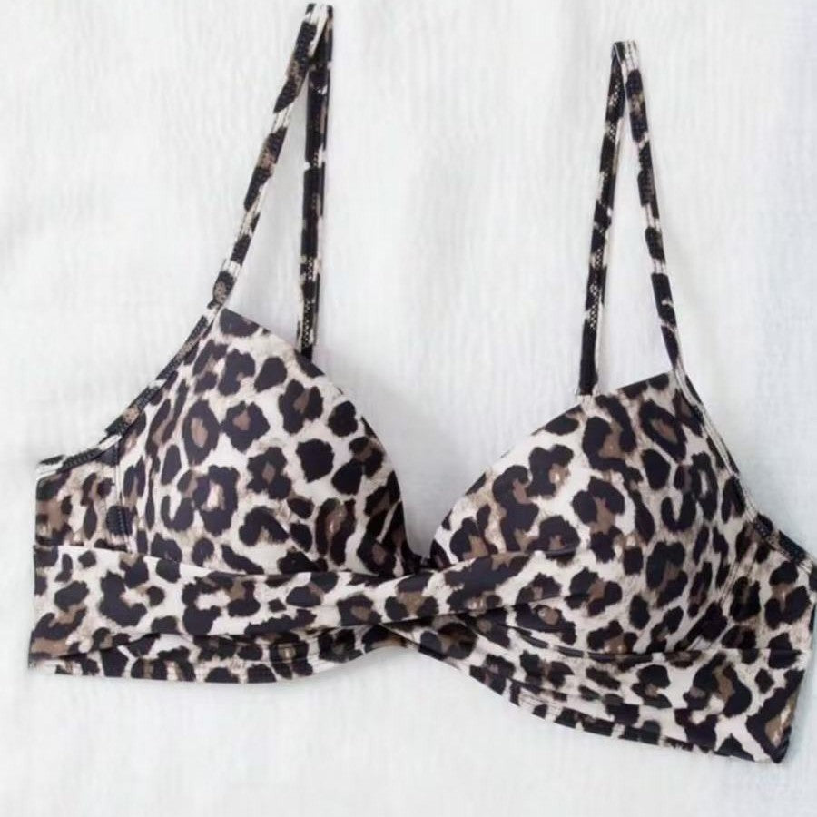 Damen Hoch tailliertes Bikini-Set mit gepolstertem Oberteil und animalischem Muster R&B