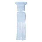 Damen Elegantes Off-Shoulder Maxikleid mit gerafftem Oberteil R&B
