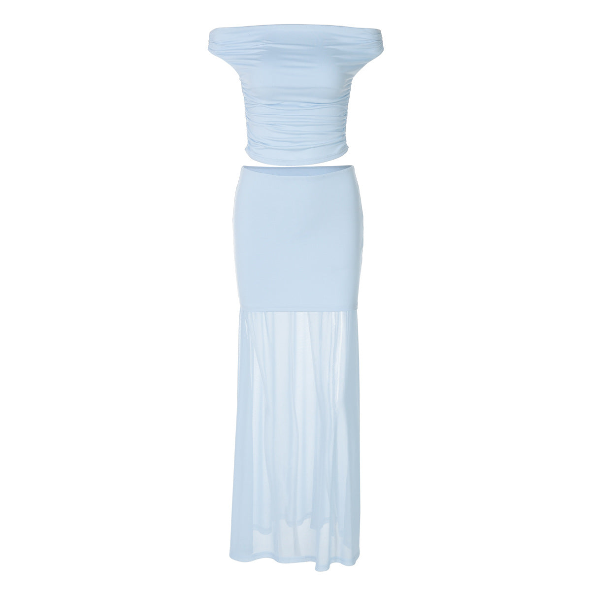 Damen Elegantes Off-Shoulder Maxikleid mit gerafftem Oberteil R&B