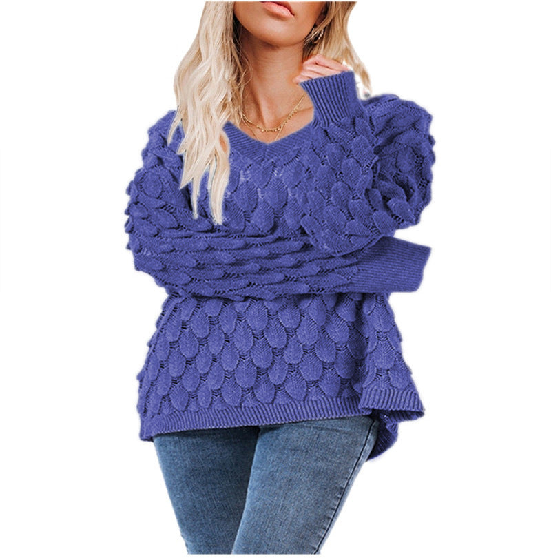 Damen Strickpullover mit strukturiertem Wabendesign R&B
