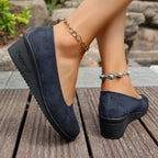 Damen Komfortable Ballerinas mit Keilabsatz