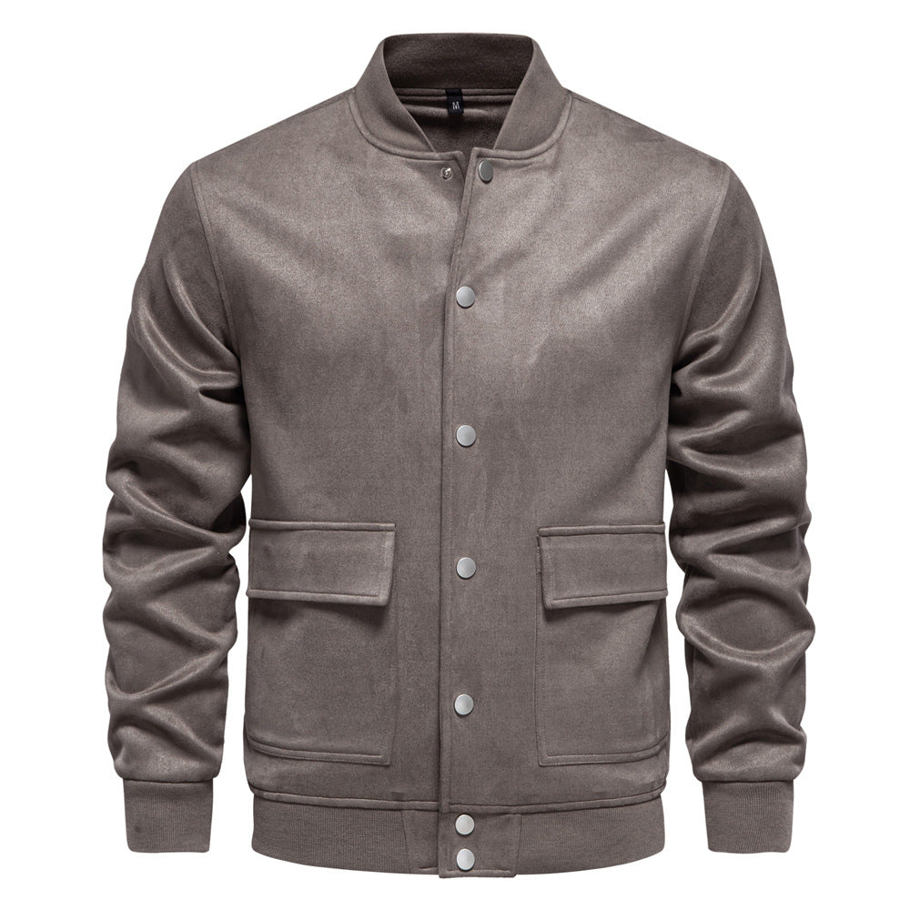 Herren leichter Kunstleder-Jacke mit praktischen Taschen