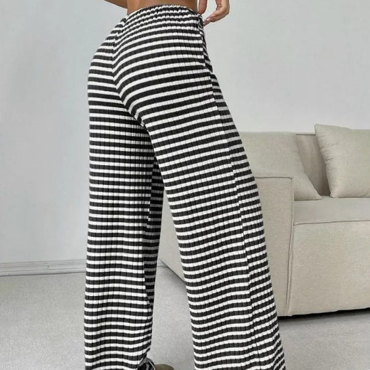 Damen weite Karohose mit elastischem Bund und verstellbarem Kordelzug R&B