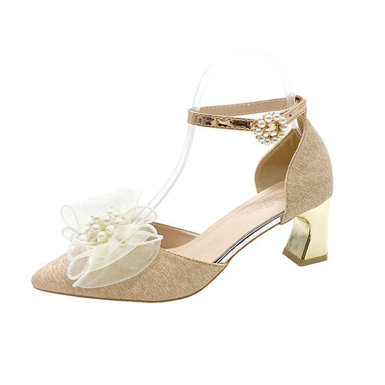 Damen elegante Pumps mit zierlichem Blumenschmuck R&B