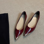 Damen spitze Ballerinas mit glänzendem Obermaterial und feinem Akzent R&B
