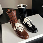 Damen trendige Winterstiefel mit innovativem Schnürsystem und eleganter Gummisohle R&B