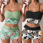 Damen Bikini-Set mit Raffung und edlem Blumendruck R&B