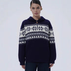 Damen gestrickter Pullover mit Halskragen und Modischem Norweger-Muster R&B