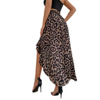 Damen Asymmetrischer Maxi-Rock mit aufregendem Leopardenmuster und Rüschendetails R&B