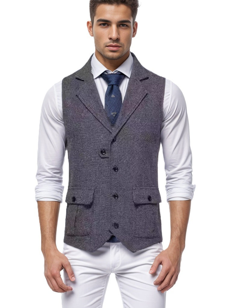 Herren elegante Weste im Hahnentrittmuster R&B