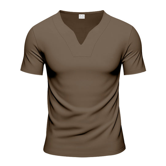 Herren kurzärmliges T-Shirt mit V-Ausschnitt und atmungsaktivem Stoff R&B