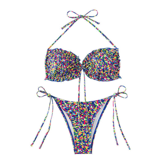 Damen Verspielter Bikini mit Raffungen und seitlichen Schnürungen R&B