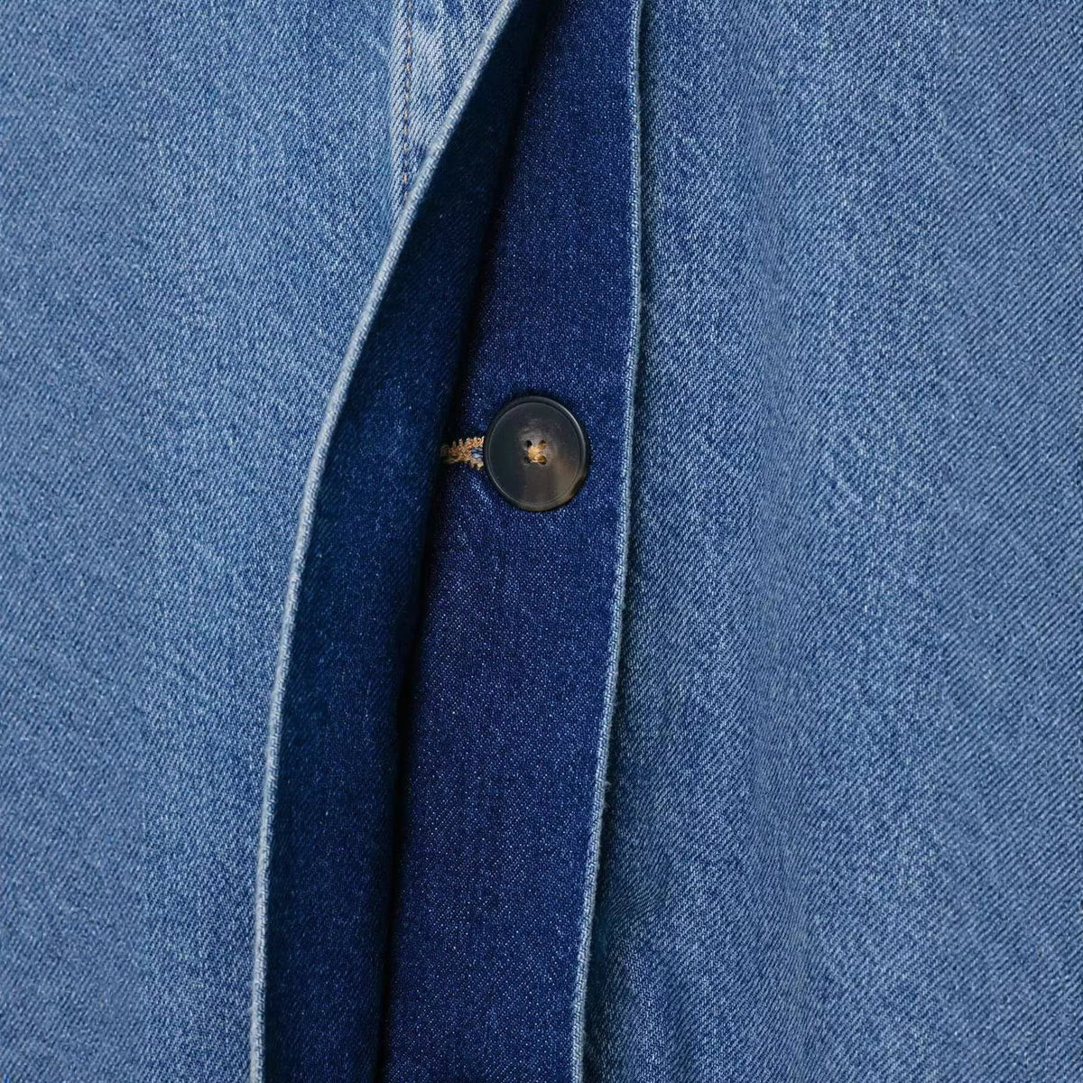 Damen nan cropped Boxy-Denimjacke mit hohem Wickel- bzw. Stehkragen und verdeckter Knopfleiste R&B
