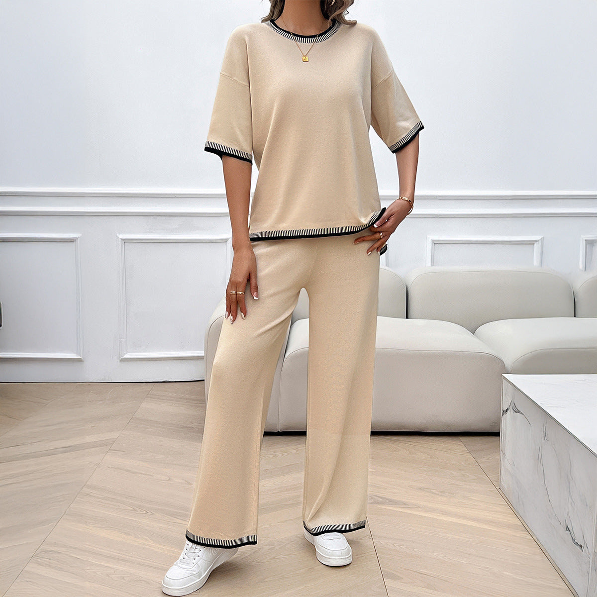 Damen Lässiges Set aus weitem Oberteil und weiten Hosen R&B