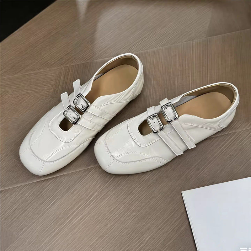 Damen modische Ballerinas mit floralem Design und glänzender Oberfläche R&B