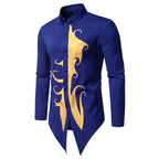 Herren Langarmhemd mit elegantem Goldmotiv und einzigartigem Schnitt R&B