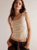 Damen Rippshirt mit schmalen Trägern und figurbetonter Passform R&B