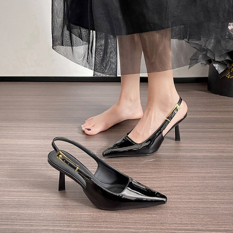 Damen Slingback-Pumps mit eleganter Schlangenlederstruktur R&B