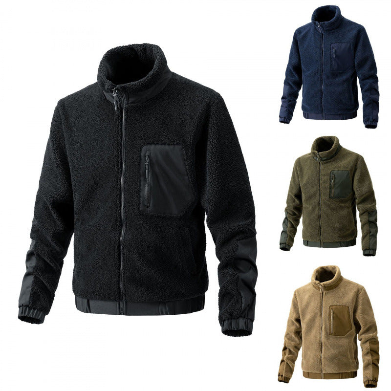Herren Fleecejacke mit hochgeschlossenem Kragen und seitlichen Reißverschlusstaschen R&B