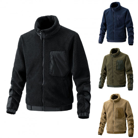 Herren Fleecejacke mit hochgeschlossenem Kragen und seitlichen Reißverschlusstaschen R&B