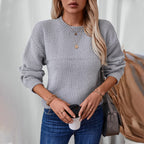 Damen modischer Strickpullover mit strukturiertem Design und lässigem Schnitt