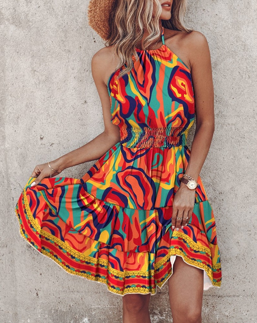 Damen Trendiges Kleid mit Raffung und asymmetrischem Saum R&B
