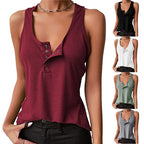 Damen Sportliches Trägershirt mit Knopfleiste R&B
