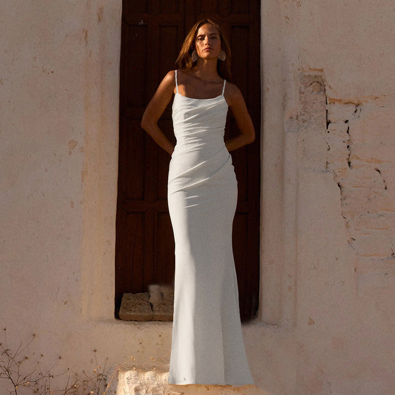 Damen Fließendes Maxikleid mit asymmetrischem Schnitt und eleganter Drapierung R&B