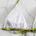 Damen Triangel-Bikini mit verspieltem Muster und verstellbaren BindR&Bändern R&B
