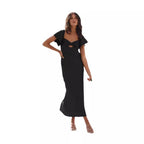 Damen Maxikleid mit raffiniertem Cut-Out-Detail und voluminösen Ärmeln R&B