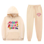 Damen Sweatshirt- und Jogginghose-Set mit buntem Aufdruck