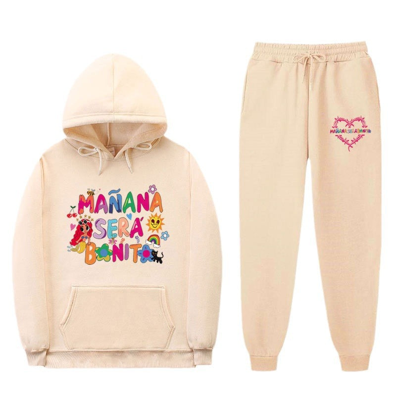 Damen Sweatshirt- und Jogginghose-Set mit buntem Aufdruck