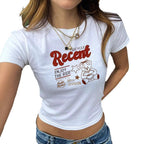 Damen figurbetontes T-Shirt mit Vintage-Teddymotiv und urbanem Schriftzug R&B