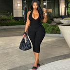 Damen Eleganter bodenlanger Jumpsuit mit tiefem V-Ausschnitt R&B