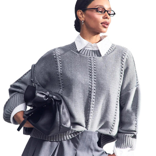 Damen Strickpullover mit raffiniertem Lochdesign und lässigem Schnitt R&B