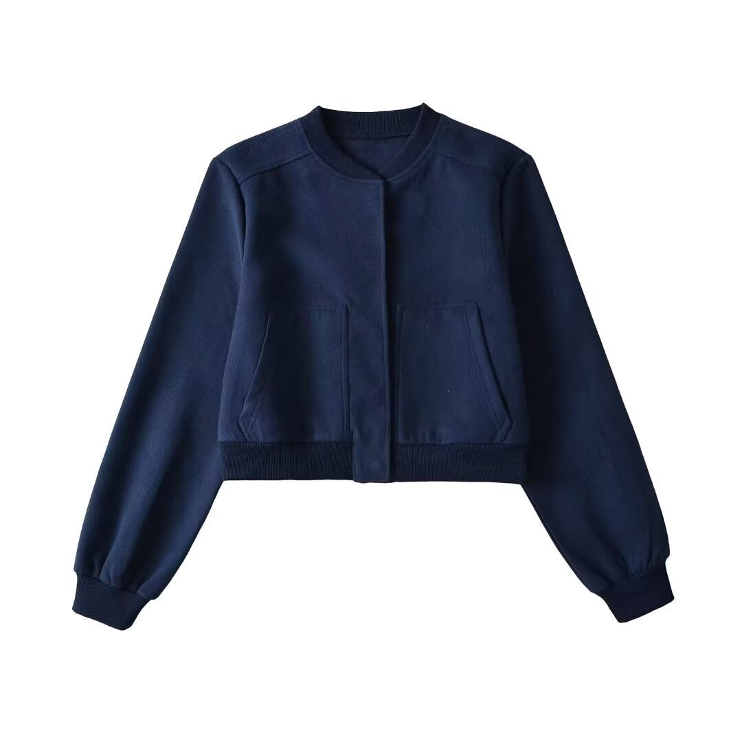 Damen lässige cropped Sweatjacke mit Taschen R&B