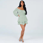 Damen Voluminöses Off-Shoulder Kleid mit voluminösen Ärmeln
